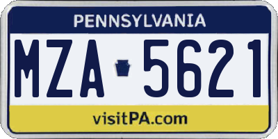 PA license plate MZA5621