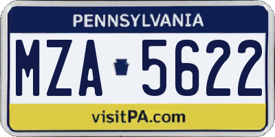PA license plate MZA5622