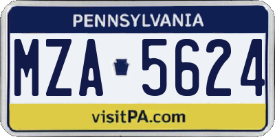 PA license plate MZA5624