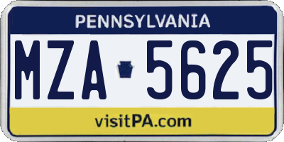 PA license plate MZA5625