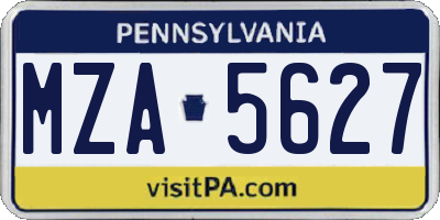 PA license plate MZA5627