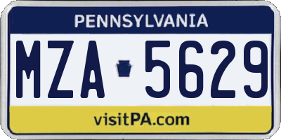 PA license plate MZA5629