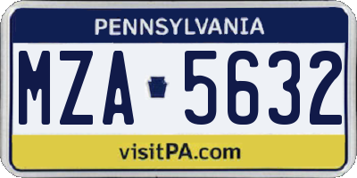 PA license plate MZA5632