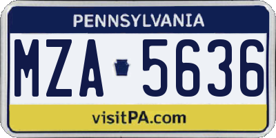 PA license plate MZA5636