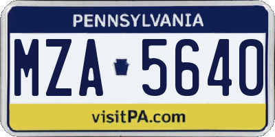 PA license plate MZA5640