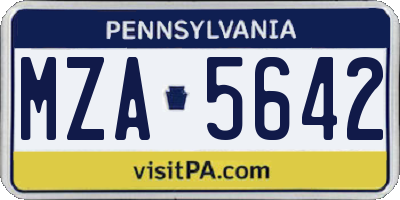 PA license plate MZA5642