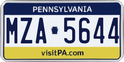 PA license plate MZA5644