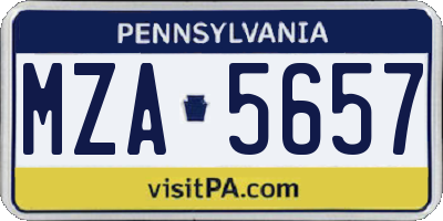 PA license plate MZA5657