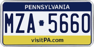 PA license plate MZA5660