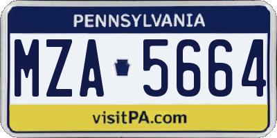 PA license plate MZA5664
