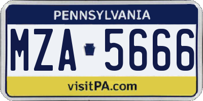 PA license plate MZA5666