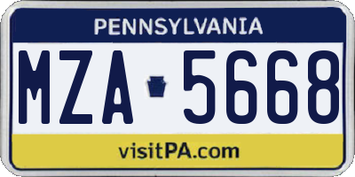 PA license plate MZA5668
