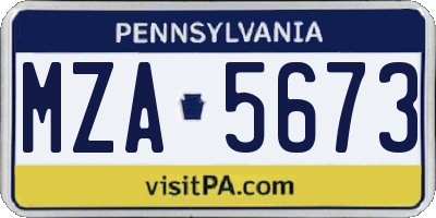 PA license plate MZA5673