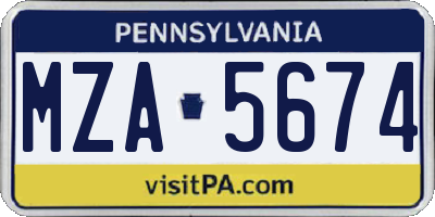 PA license plate MZA5674