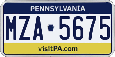 PA license plate MZA5675