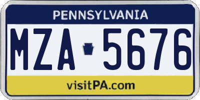 PA license plate MZA5676