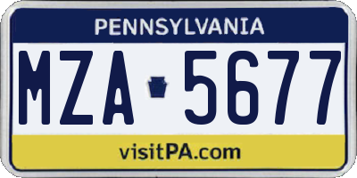 PA license plate MZA5677
