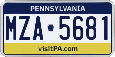 PA license plate MZA5681
