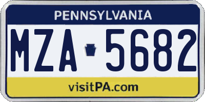 PA license plate MZA5682