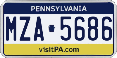 PA license plate MZA5686