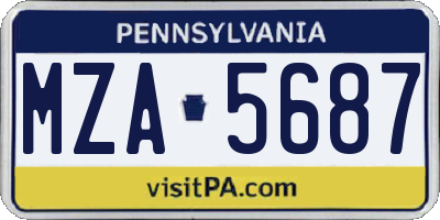 PA license plate MZA5687
