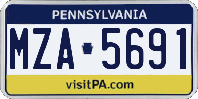 PA license plate MZA5691