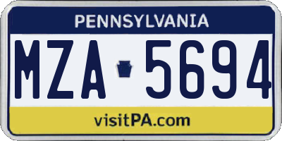 PA license plate MZA5694