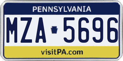 PA license plate MZA5696