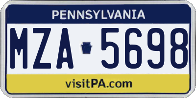 PA license plate MZA5698