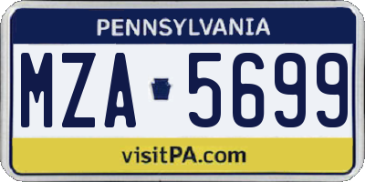 PA license plate MZA5699