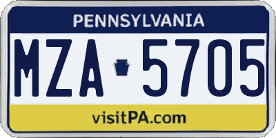PA license plate MZA5705