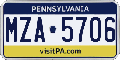 PA license plate MZA5706