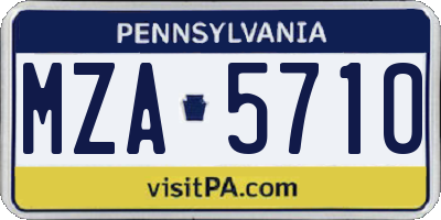 PA license plate MZA5710