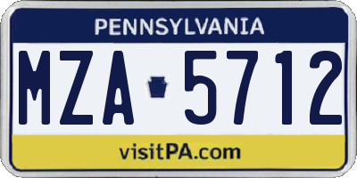 PA license plate MZA5712