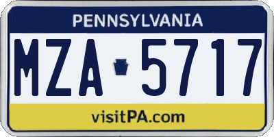 PA license plate MZA5717
