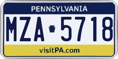PA license plate MZA5718
