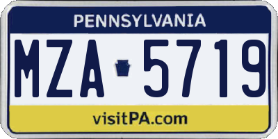 PA license plate MZA5719