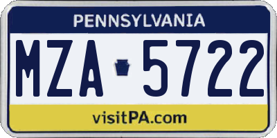 PA license plate MZA5722