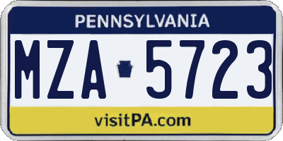 PA license plate MZA5723