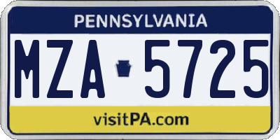 PA license plate MZA5725
