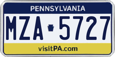PA license plate MZA5727