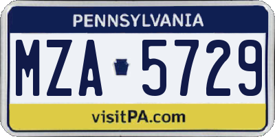 PA license plate MZA5729