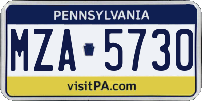 PA license plate MZA5730