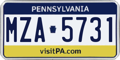 PA license plate MZA5731