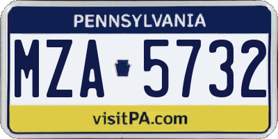 PA license plate MZA5732