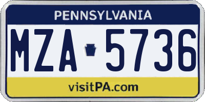 PA license plate MZA5736