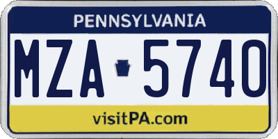 PA license plate MZA5740