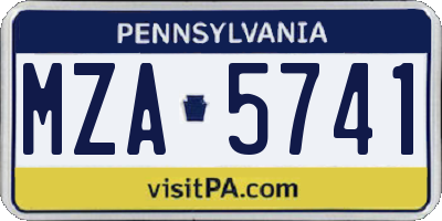 PA license plate MZA5741