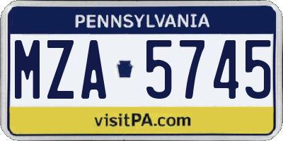 PA license plate MZA5745