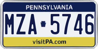 PA license plate MZA5746